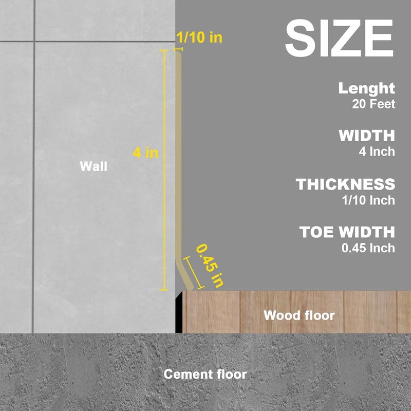 Risunpet Peel and Stick Baseboard Trim, 4 Inch Rubber Baseboard Vinyl Wall Base, Flexible Baseboard Molding Trim, Adhesive Baseboard Trim Rubber Cove Base(20Ft, Beige) - Image 2